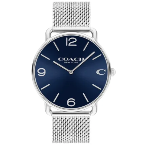 COACH ELLIOT Wrist Watches Quartz Movement Steel Strap Blue Dial Men's Watches 30m Water Resistant