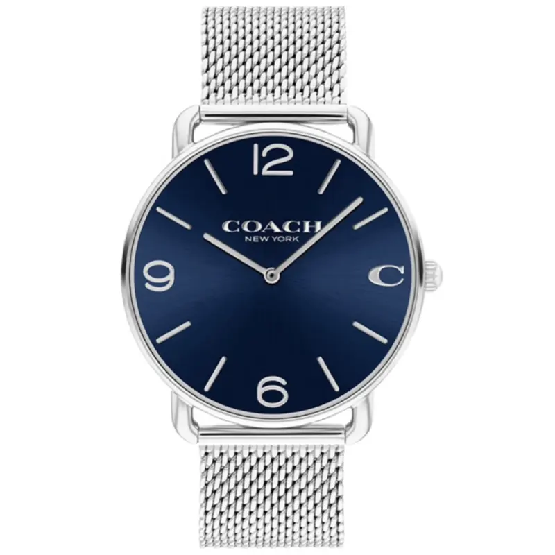 COACH ELLIOT Wrist Watches Quartz Movement Steel Strap Blue Dial Men's Watches 30m Water Resistant