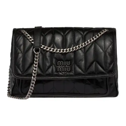 MIU MIU Leather Messenger Bag, Shoulder Bag, Crossbody Bag Women's Black