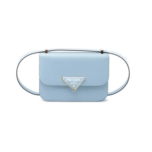 PRADA Saffiano Leather Crossbody Bag, Shoulder Bag Women's Light Blue