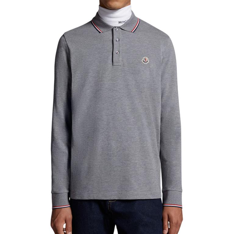 Мужское поло Moncler FW22 Polo (серый) — фото 4
