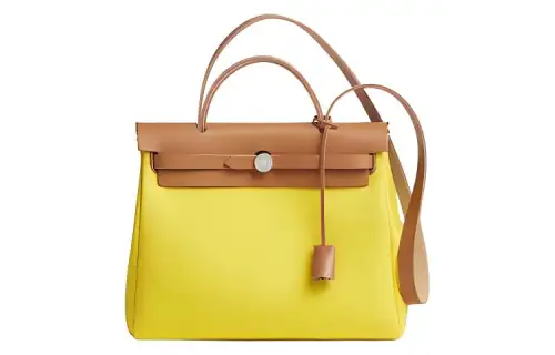 HERMES Herbag Zip Officier Canvas With Hunter Cow Leather Shoulder Bag, Crossbody Bag, Handbag 31 Unisex
