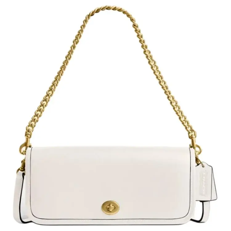 COACH Dinky Cow Leather One Shoulder Handbag Medium Women's Chalk White