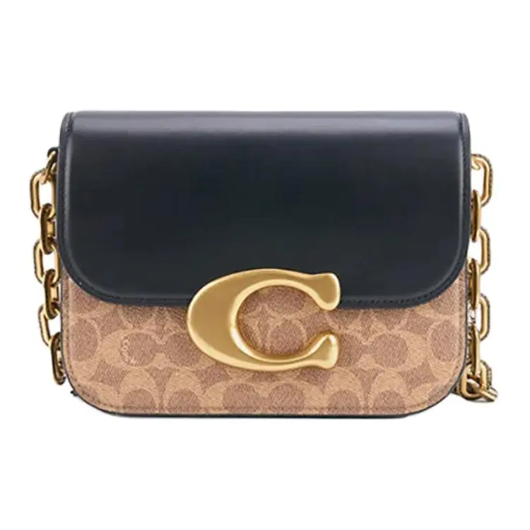 COACH IDOL Snake Leather Handbag Shoulder Bags Small Women's Black & Brown Yellow