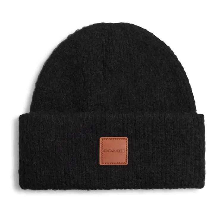 COACH Sheep Wool, Polyamide, Alpaca Beanies Unisex Black