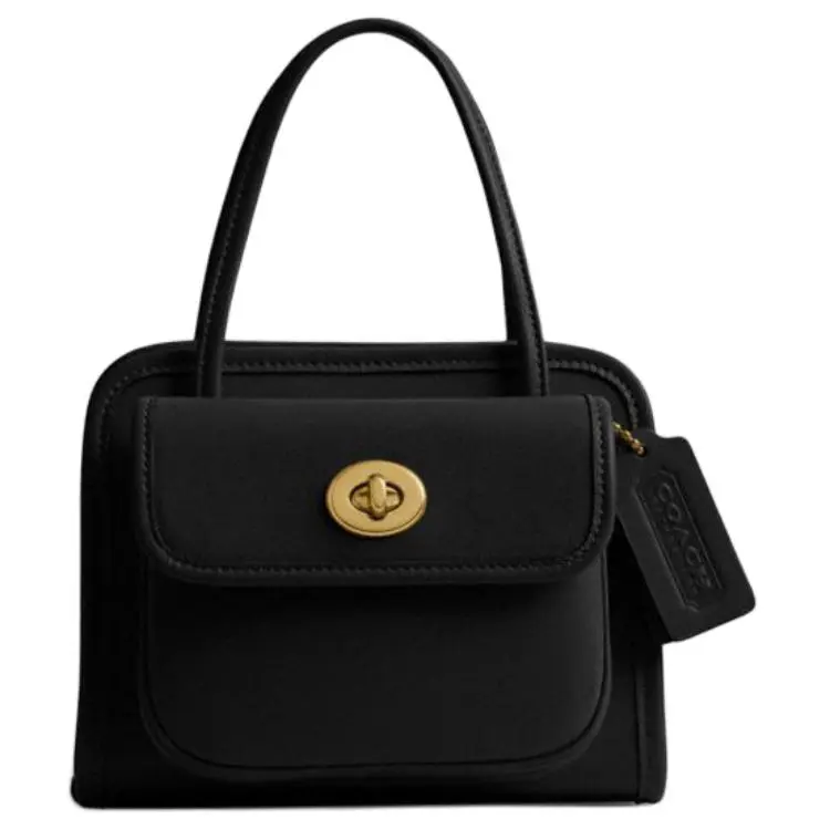 COACH Safari Cow Leather Tote Bag, Shopping Bag, Crossbody Handbag, Shoulder Bag Small Women's Black
