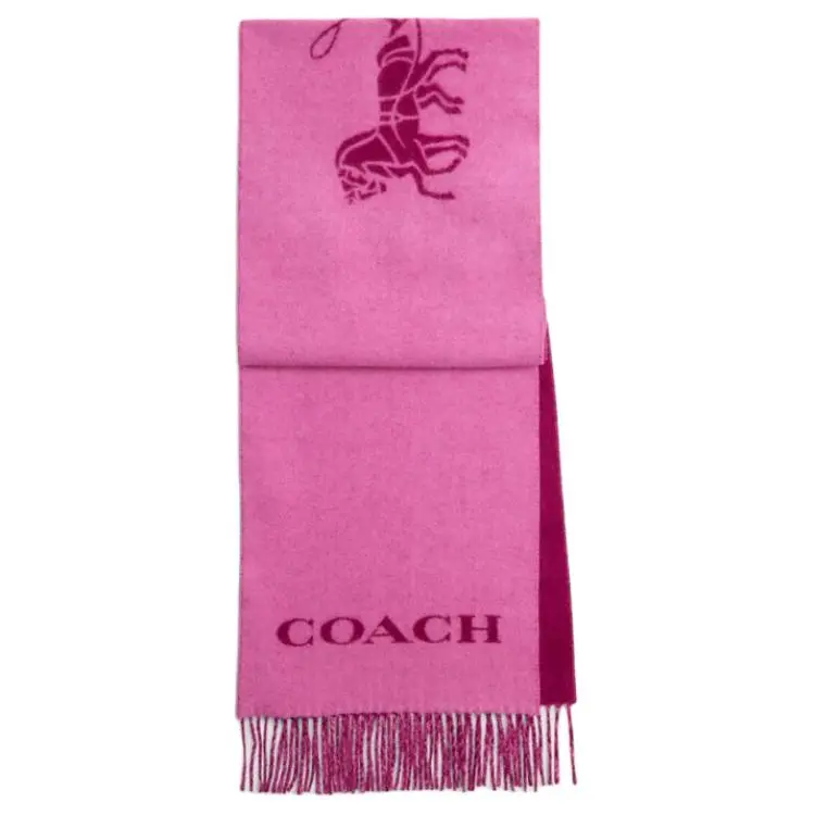 COACH Cashmere Knit Scarves Unisex Pink