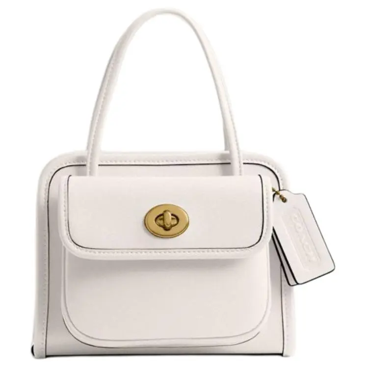 COACH Safari Cow Leather Tote Bag, Shopping Bag, Shoulder Bag, Crossbody Bag, Handbag Small Women's Chalk White