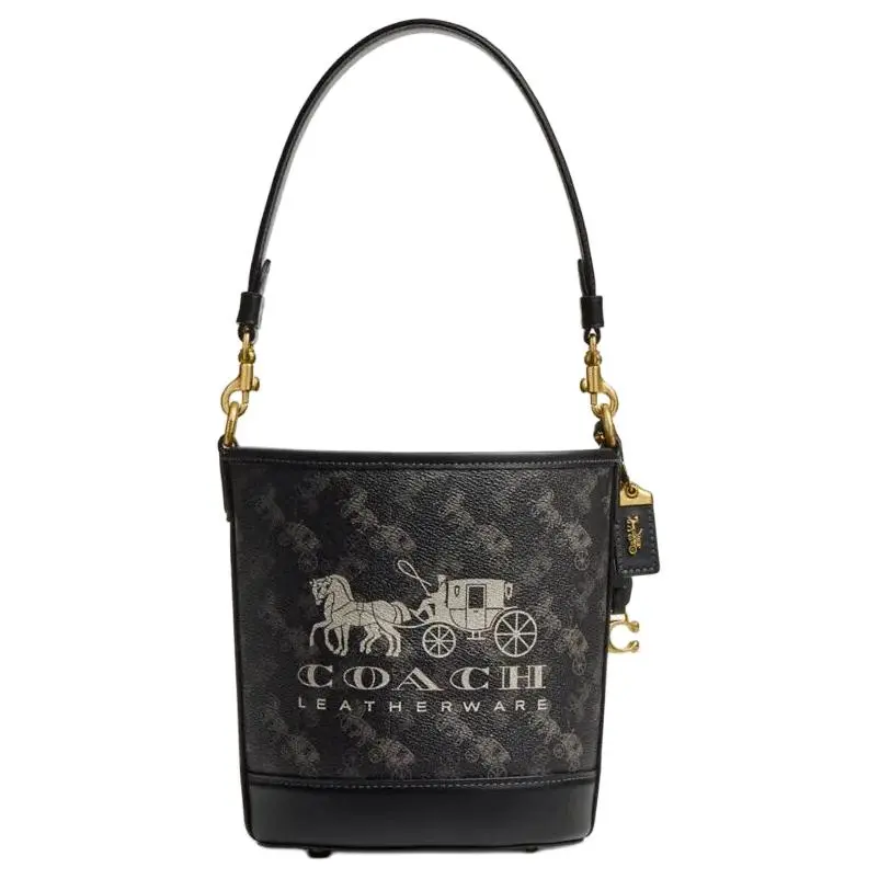 COACH Cow Leather Bucket Bag, Crossbody, One Shoulder Handbag Small Women's Black