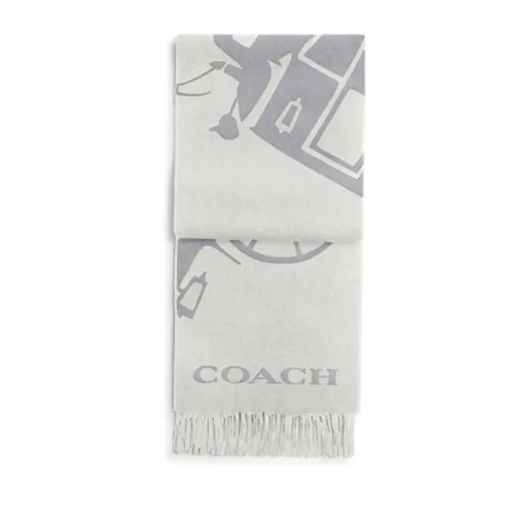COACH Cashmere Knit Scarves Unisex Gray