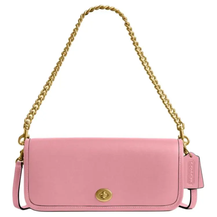 COACH Dinky Cow Leather Crossbody One Shoulder Handbag Large Women's Pink