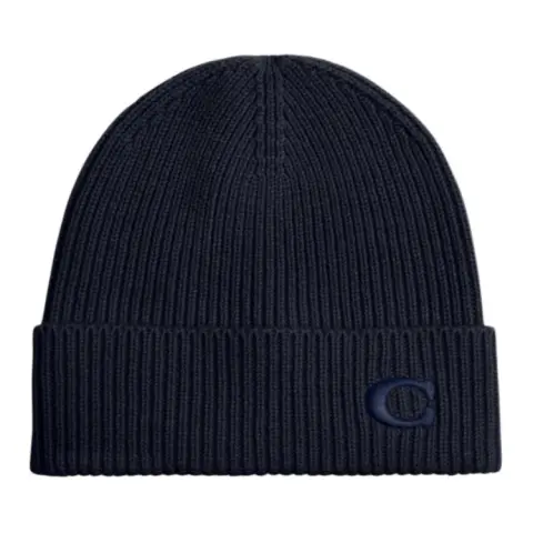 COACH Sheep Wool Beanies Unisex Blue