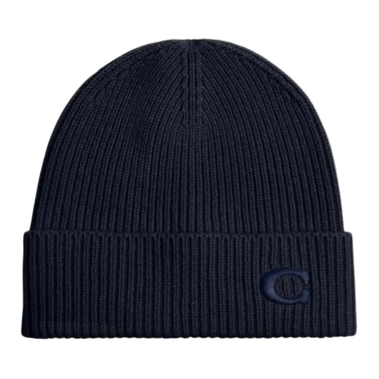 COACH Sheep Wool Beanies Unisex Blue