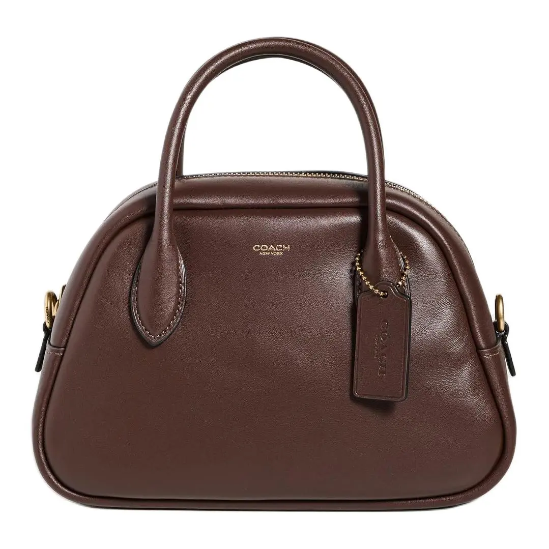 COACH Leather Bowling Bag, Handbag, Shoulder Bag, Crossbody Bag Medium Women's Brown