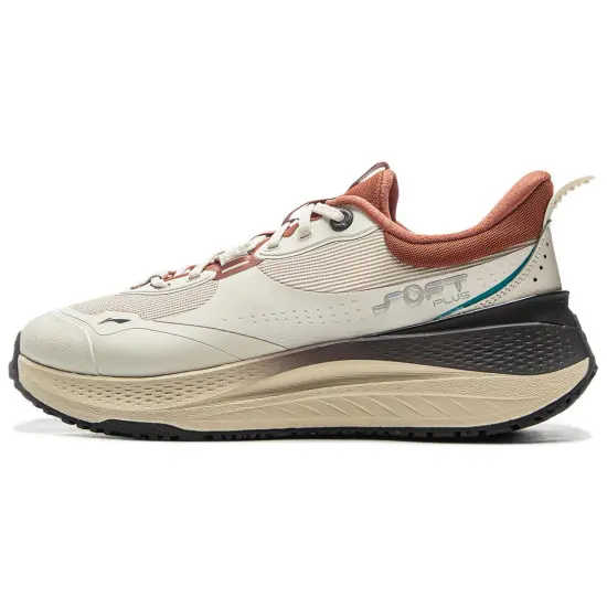 LiNing SOFT PLUS Cushioning Wear Resistant Low Top Casual Running Shoes Men's Taupe