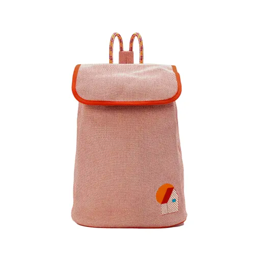HERMES Canvas Backpack Women's Orange & Berry Red