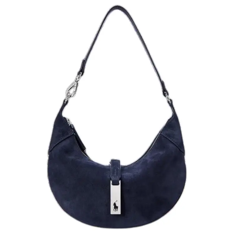 Polo Ralph Lauren Polo ID Cow Leather Handbag, Shoulder Bag Mini Women's Navy Blue