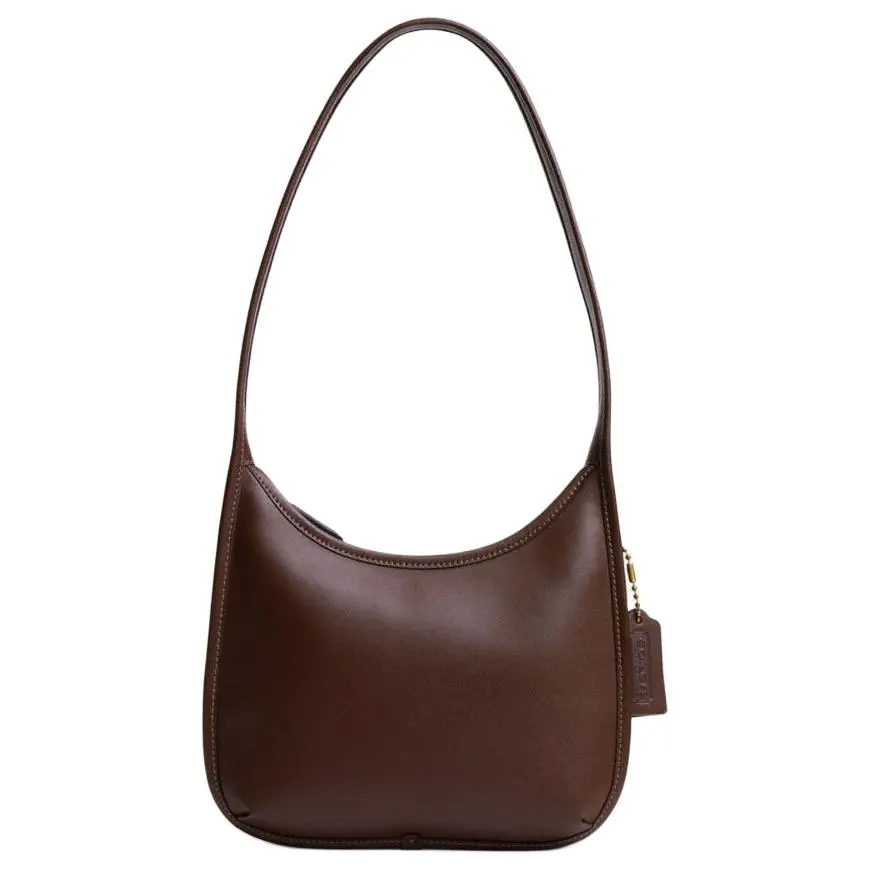 COACH Glove Tanned Leather Shoulder Bag, Handbag, Shoulder Bag Medium Women's Brass Mixed Walnut Brown