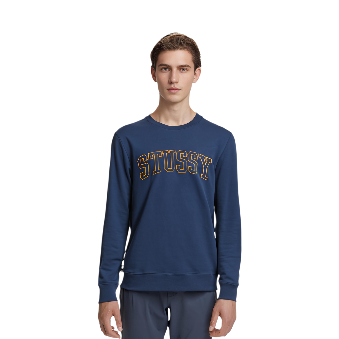Мужское худи Stussy Outline Crew (черное) — фото 13