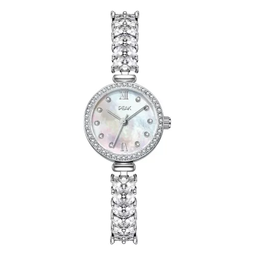 Peak Mermaid Glitter Time and Wind Watch Women's Wear Diamond-Based Gypsophila Fishtail Bracelet Quartz Movement Stainless Steel Strap National Watch Women's Watch Fritillary Dial Student Workplace Waterproof