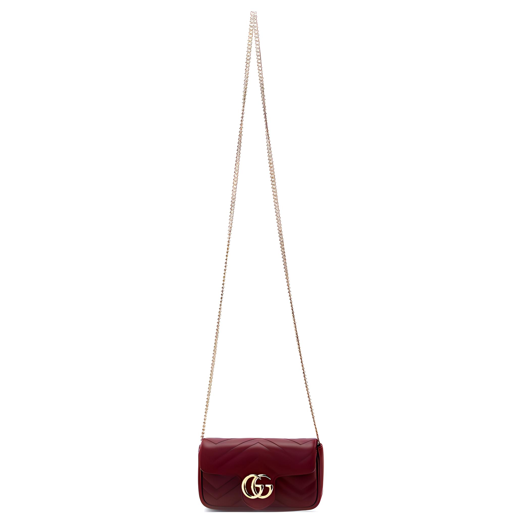 Женская сумка Gucci GG Marmont Super Mini (бордовая)