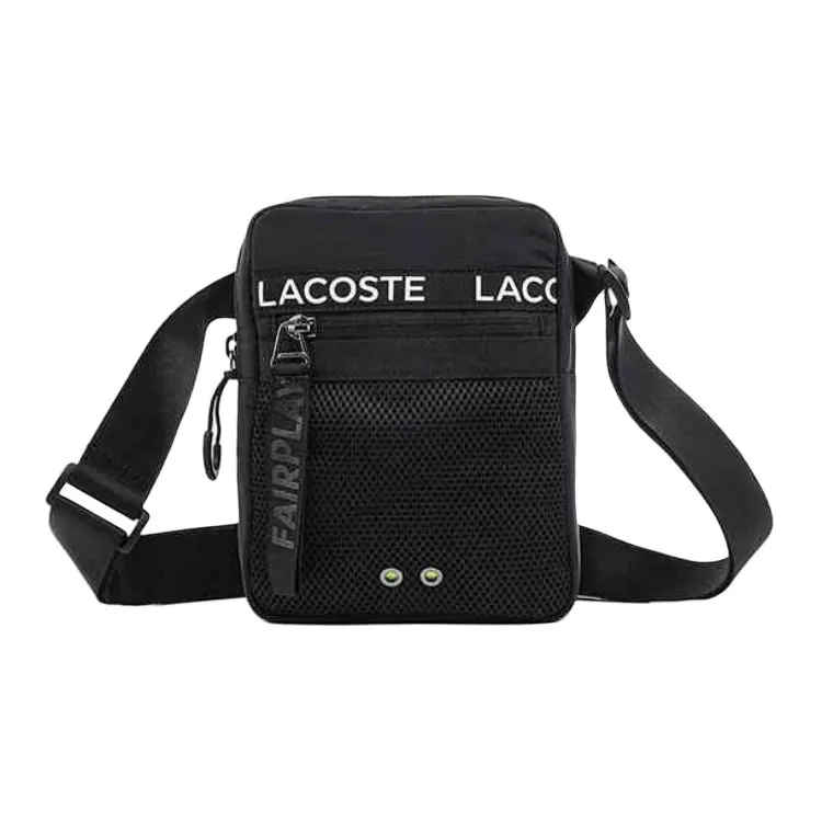 LACOSTE Polyamide Shoulder Bag, Crossbody Bag Medium Unisex Black
