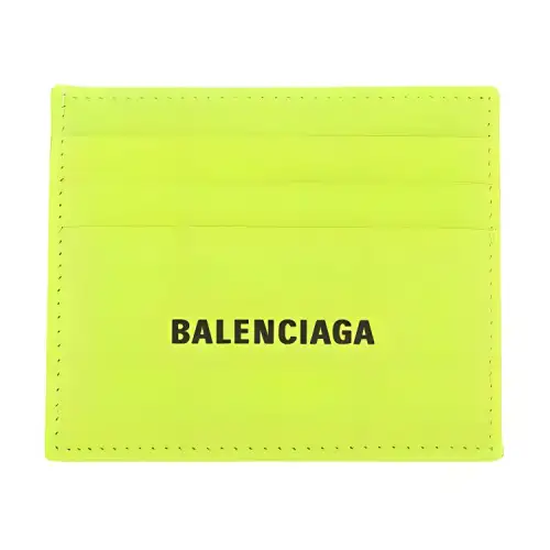 Balenciaga Grain Calfskin Wallet, Card Holder Men's Light Yellow