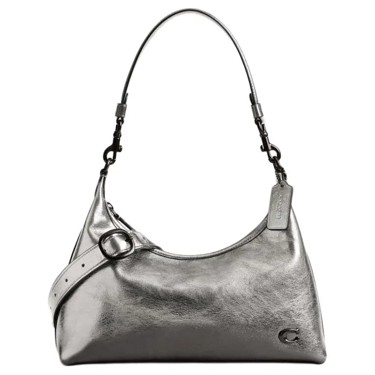 COACH Juliet Leather Shoulder Bag Shoulder Bags Large Women's White Anodized Anthracite