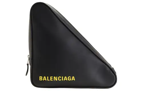 Balenciaga Cow Leather Triangle Bag Clutch Medium Women's Black Yellow