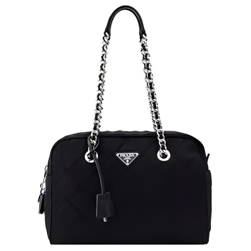 PRADA Chain Bag Nylon Handbag, Shoulder Bag Unisex Black