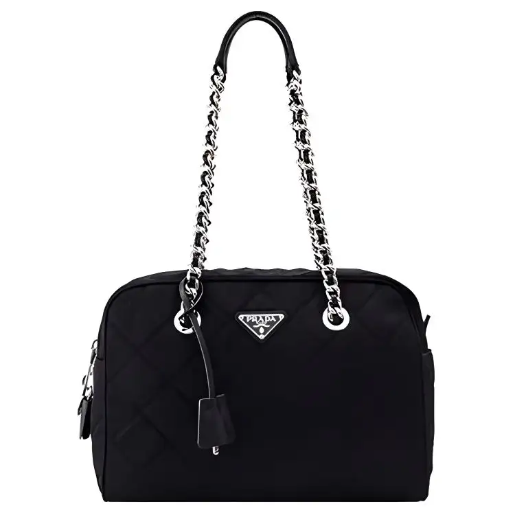 PRADA Chain Bag Nylon Handbag, Shoulder Bag Unisex Black