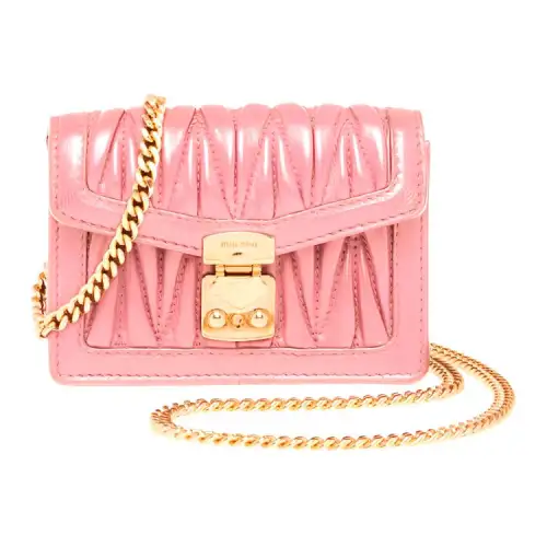 MIU MIU Chain Sheepskin Shoulder Bag, Crossbody Bag Mini Women's Pink