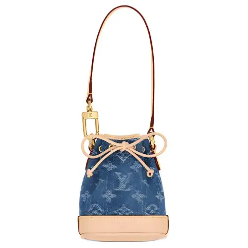 LOUIS VUITTON NOE Denim With Leather Bucket Bag, Handbag, Shoulder Bag Extra Mini Women's Beige & Blue