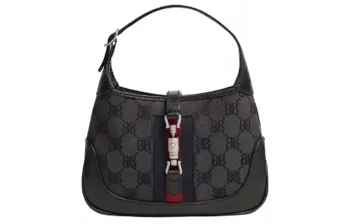 Balenciaga GUCCI Collaboration Leather Shoulder Bag, Crossbody Bag Women's Black