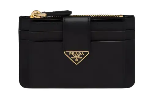 PRADA Saffiano Leather Card Holder Women's Black