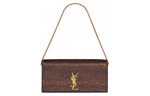SAINT LAURENT Artificial Silk & Silk & Metal One Shoulder Handbag, Crossbody Bag Women's Cocoa Brown