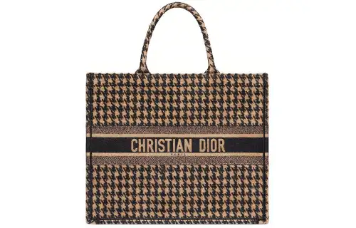DIOR BookTote Cotton Tote Bag, Shopping Bag, Handbag Women's Brown