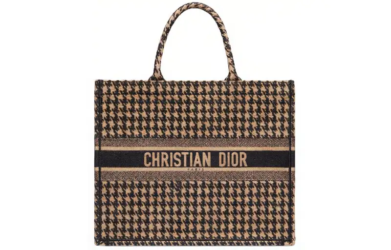 DIOR BookTote Cotton Tote Bag, Shopping Bag, Handbag Women's Brown
