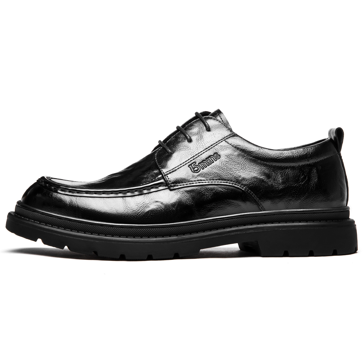 15 MINS Cow split leather, velvet for warmth, wear-resistant and lightweight, wedding shoes, office, classic simple leather shoes, casual shoes, men, black