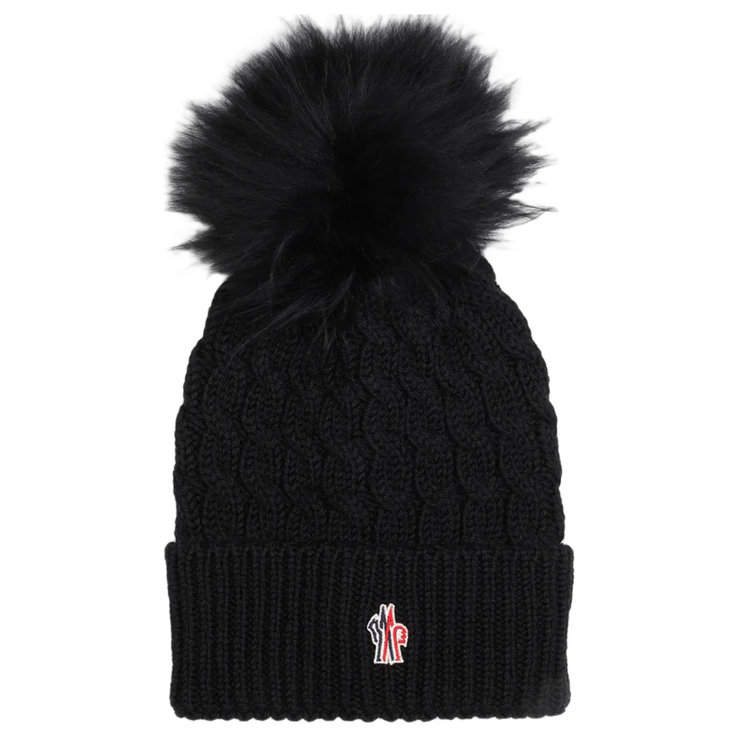 Женская шапка Moncler Moncler Grenoble Logo (черная)