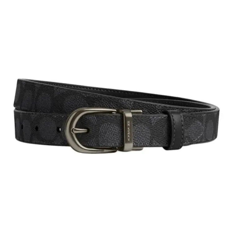 COACH Coated Canvas Leather Belts Women's Black Width 2.5cm