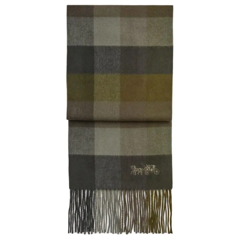 COACH Wool Knit Scarves Unisex Green
