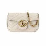 GUCCI GG Marmont Leather Shoulder Bag, Crossbody Bag Extra Mini Women's Light Gray