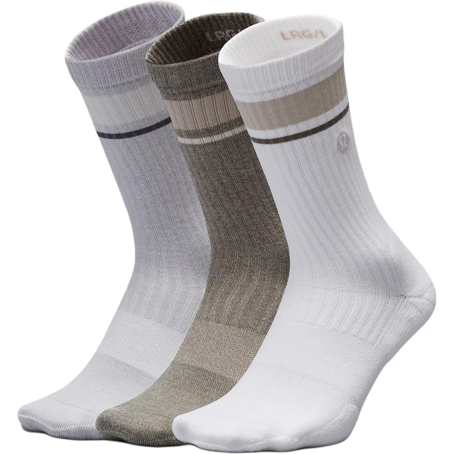 Lululemon Crew Socks Men’s 3 Pack Hishe Ethyl Ether Green/Hishe Grape Thistle/Hishe Belgian Blue