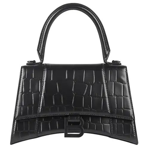 Balenciaga Hourglass Crocodile Embossed Cow Leather Hourglass Bag, Crossbody Bag, Handbag Small Women's Black