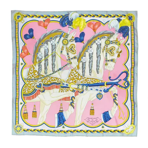 HERMES Mulberry Silk Scarves Women's Pink