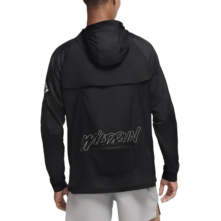 Мужская куртка Nike Windrunner Wild Run (черная) — фото 4