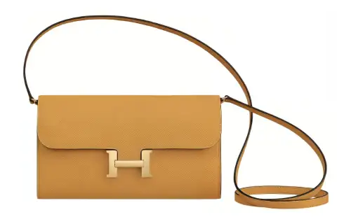 HERMES Constance To Go Epsom Leather Crossbody Bags Women's 9D Ambre Amber Yellow