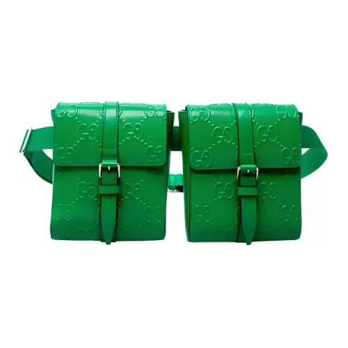 GUCCI Leather 2 in 1 Sling Bag, Shoulder Bag, Crossbody Bag, Fanny Pack Unisex Green