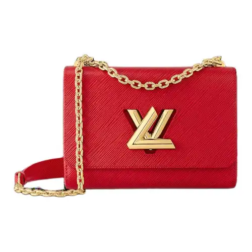 LOUIS VUITTON Twist Leather Shoulder Bag, Crossbody Bag Women's Red